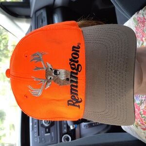 Remington Embroidered Camo Strap-on Blaze Orange Rifle Firearm Hat Cap